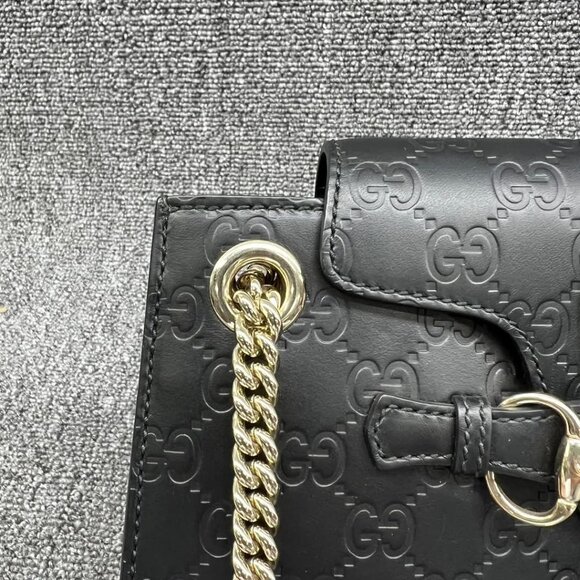 GUCCI Emily Black Leather Shoulder Bag 620-032825 - Picture 6 of 14